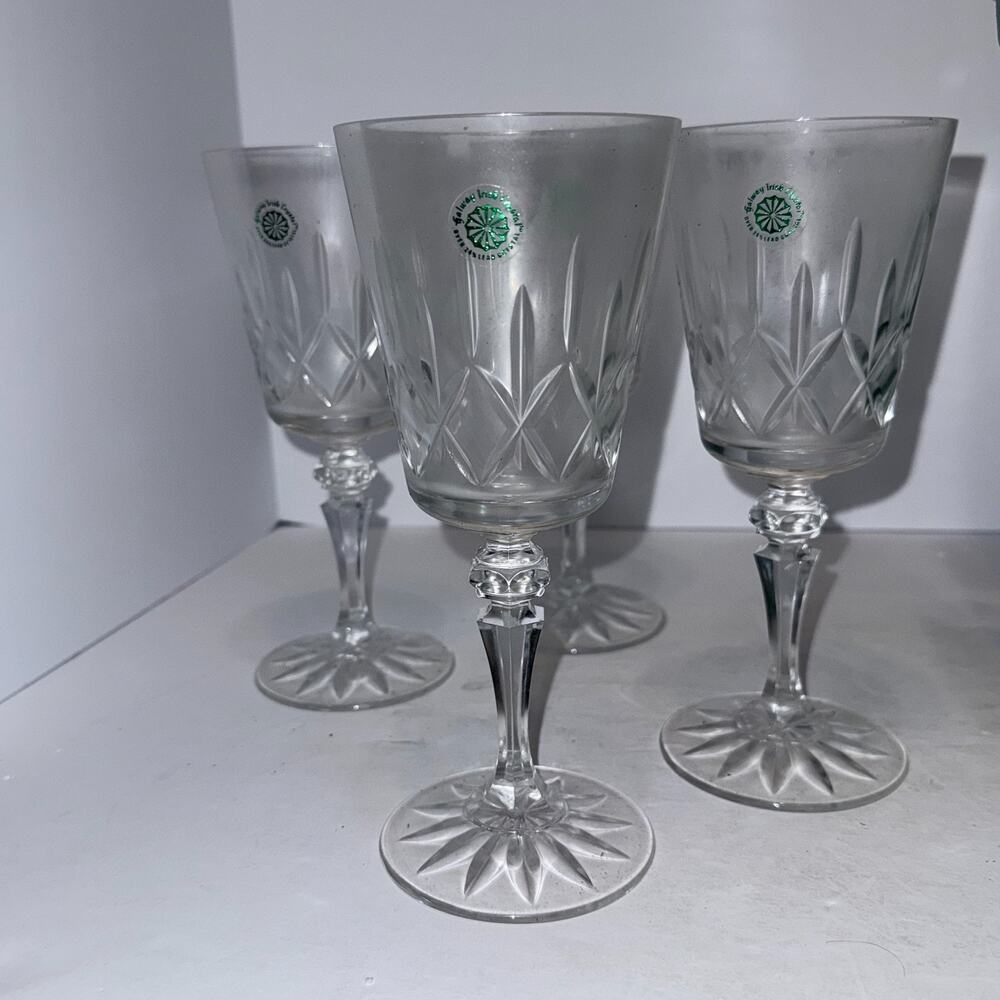 Vtg 1982 Galway Irish Crystal Baldmore Set of 4 Wine Goblet Glasses (Item 25120)